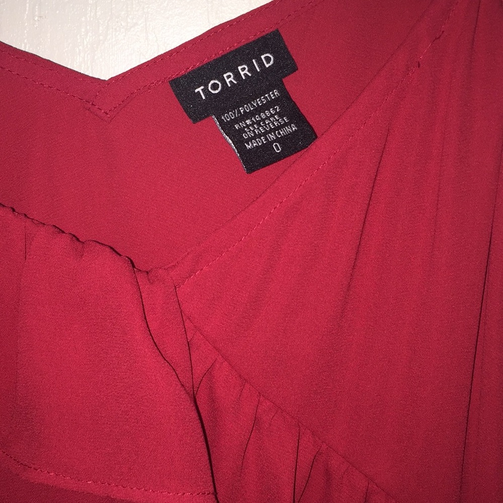Torrid Red Ruffle Chiffon Top - Picture 4 of 4